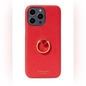 NWT Kate Spade 14 Pro Valentines Day Novelty Red Heart Ring Stand Phone Case